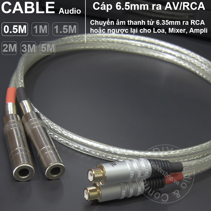 6.5mm female to av female cable diy 0.5m to 5m