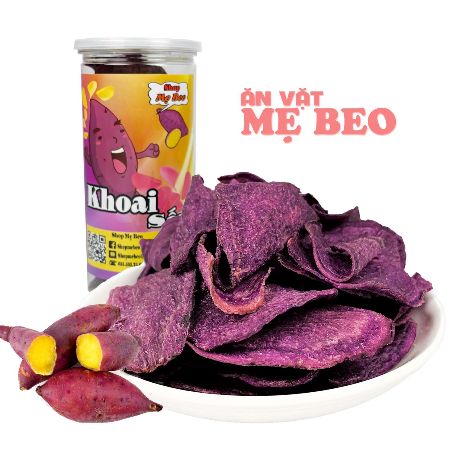 [ HOÀN TIỀN 10% ]500Gr Khoai Lang Tím Sấy Mật Giòn Tan