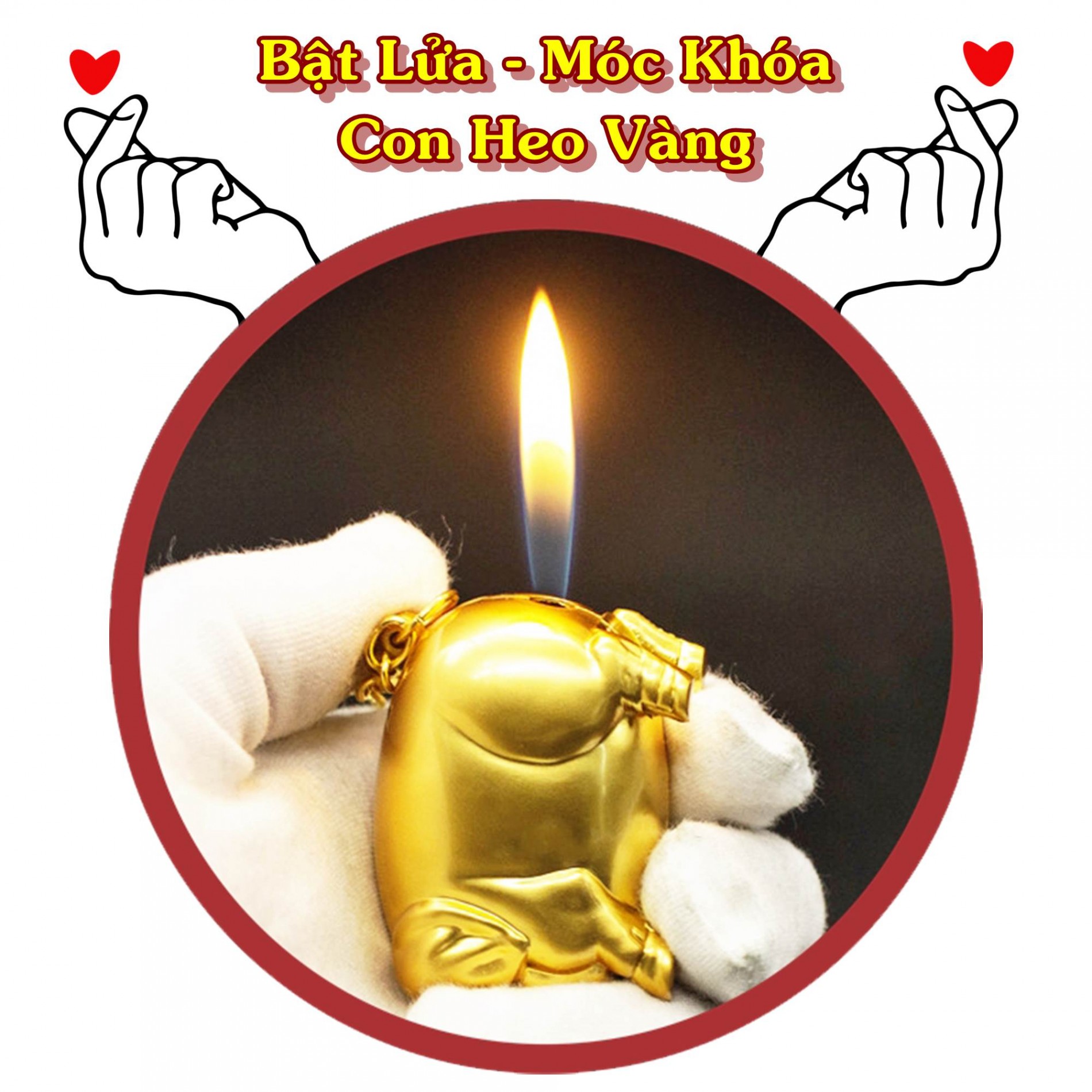 (BẬT LỬA ĐỘC LẠ) HỘT QUẸT KIÊM MÓC KHÓA HÌNH CON HEO VÀNG