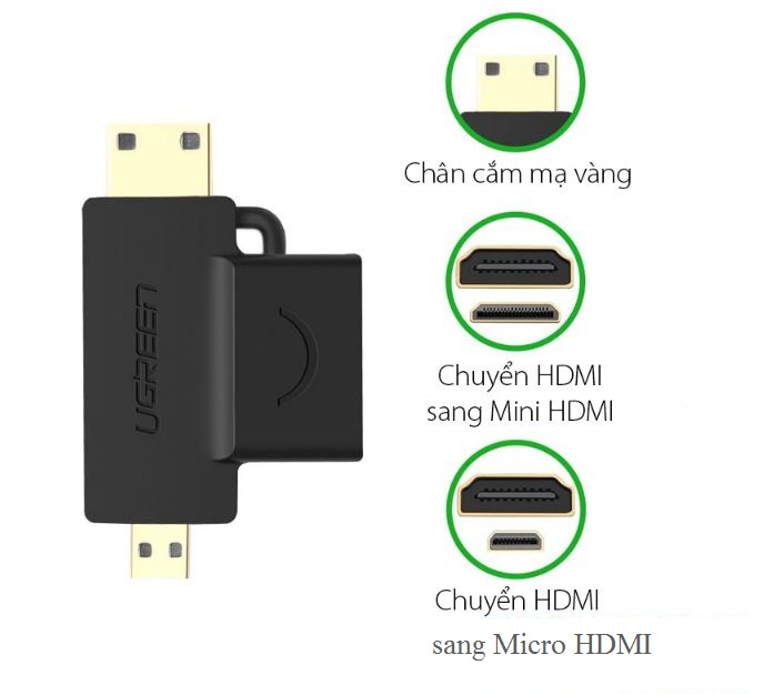 Đầu chuyển đổi HDMI sang Mini HDMI/ Micro HDMI Ugreen 20144 Chính Hãng