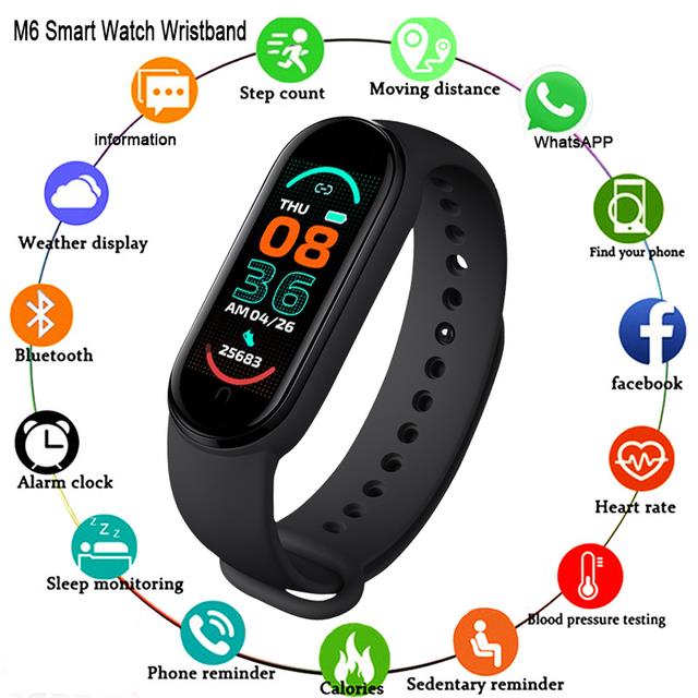 ❀﹊ M6 Smart Bracelet Heart Rate Blood Pressure Health Waterproof Smart Watch Fitbit Colorful Screen Sport Wristband Fitness Tracker