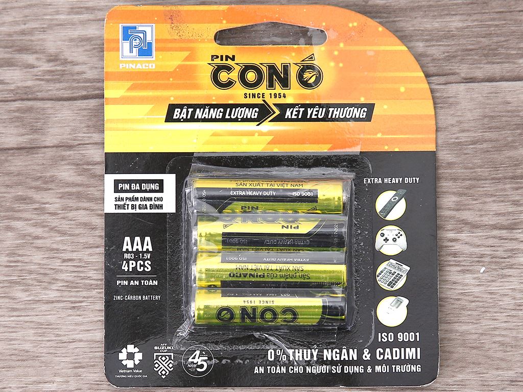 VỈ 4 VIÊN PIN AAA R03P CON Ó