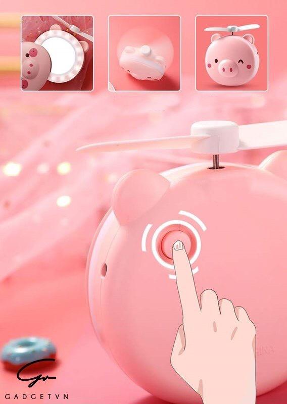 GƯƠNG MINI CẦM TAY CÓ ĐÈN LED KÈM QUẠT