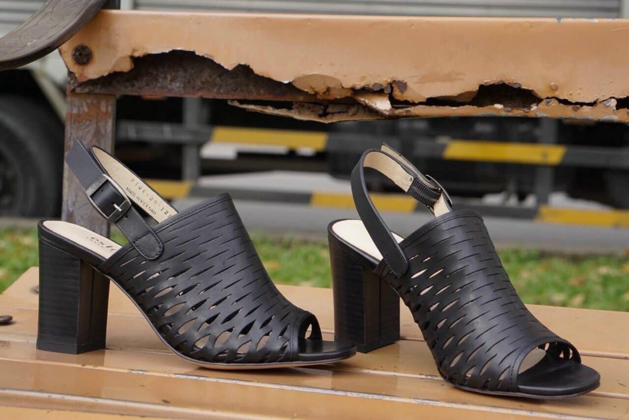 Sandal Nữ Da Thật Gót Trụ Cao 7cm