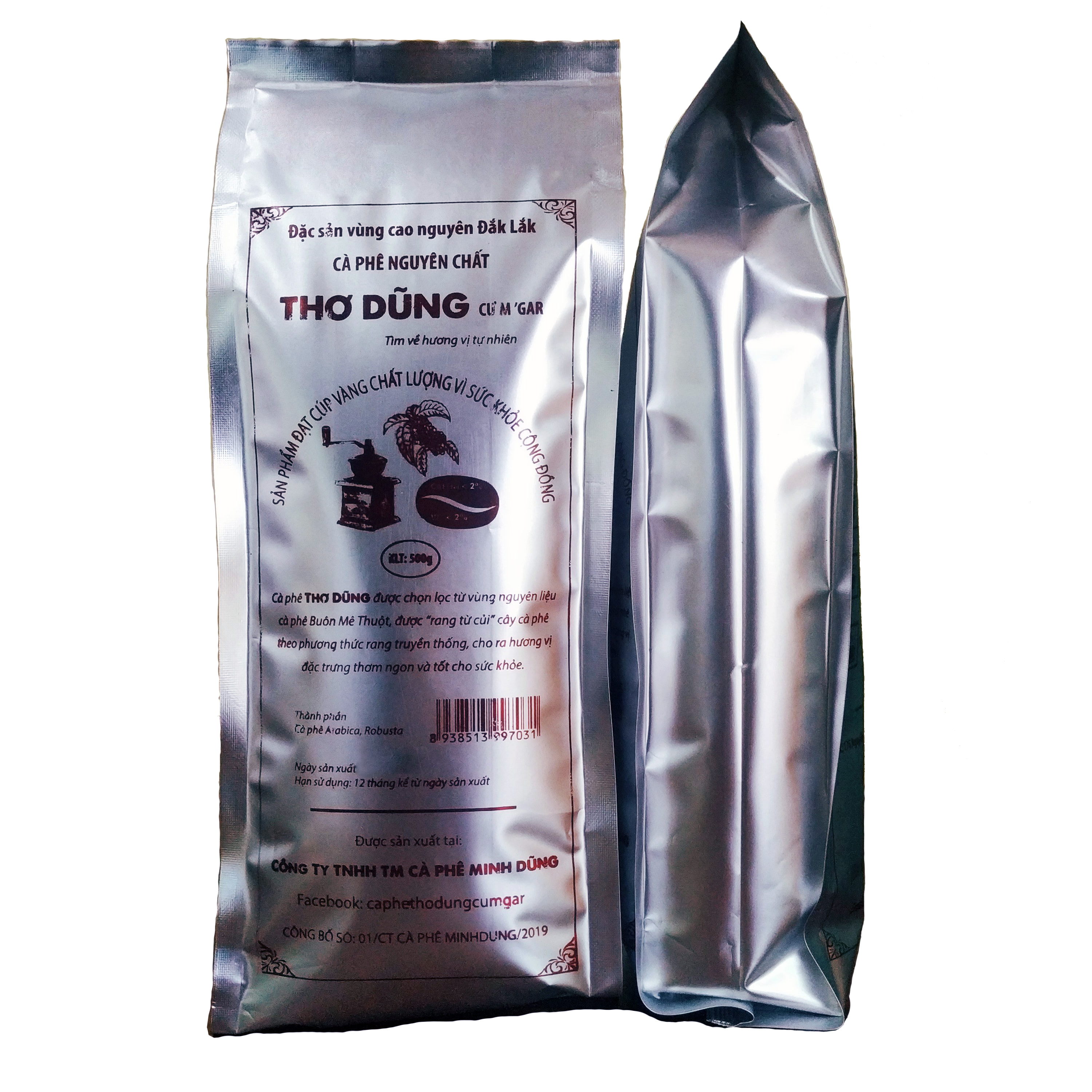 Cà Phê Nguyên Chất Rang Củi ROBUSTA - ARABICA 500gr - hạt/bột