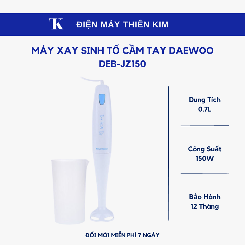 Máy xay sinh tố cầm tay daewoo deb-jz150 - 0.7l 150w - máy xay sinh tố - bảo hành 12 tháng toàn quốc