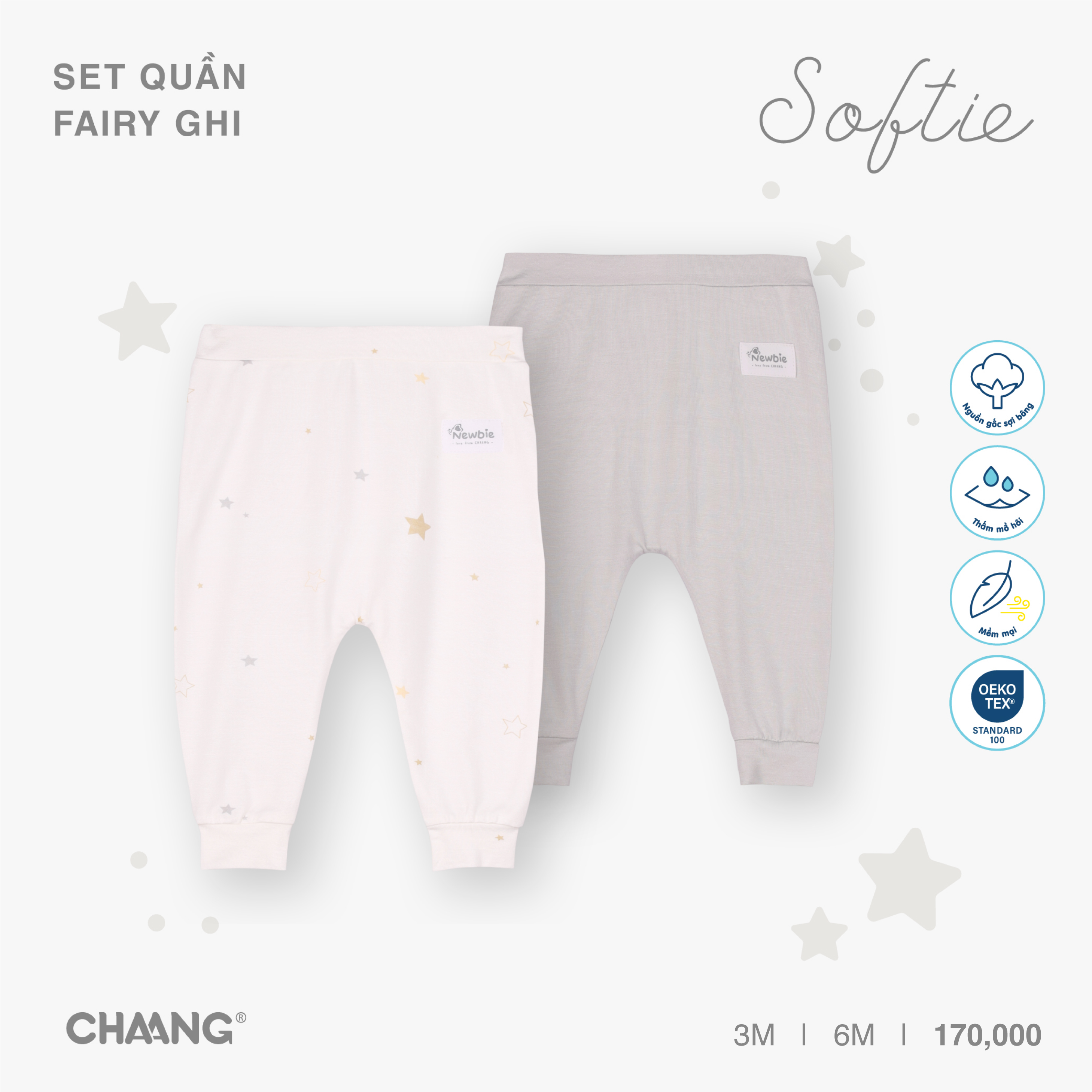 [CHAANG] Set 2 chiếc quần dài sơ sinh Fairy Chaang