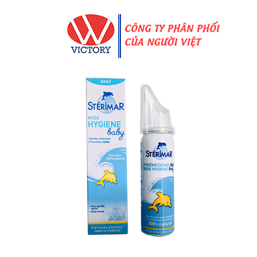 Xịt mũi cho trẻ sơ sinh Sterimar Nose Hygiene baby chai 50ml/ xịt mũi cá heo vàng - Victory Pharmacy