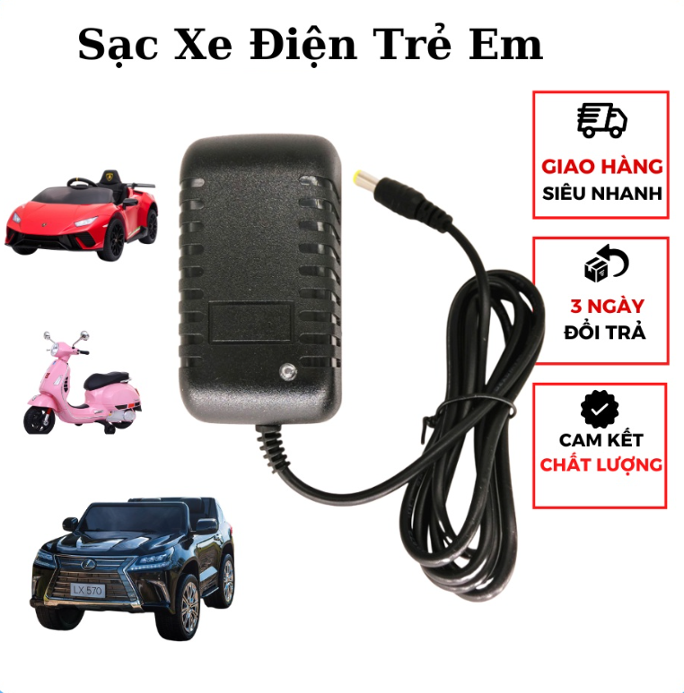 Children's Electric Car Charger 6V 12V 1000Ma Fast Charging, Automatically Shuts Off When Fully Charged, with Error Charging Indicator Light, 1 for 1 Exchange in 12 Months Giá 53,900 Đồng*Miễn phí vận chuyển