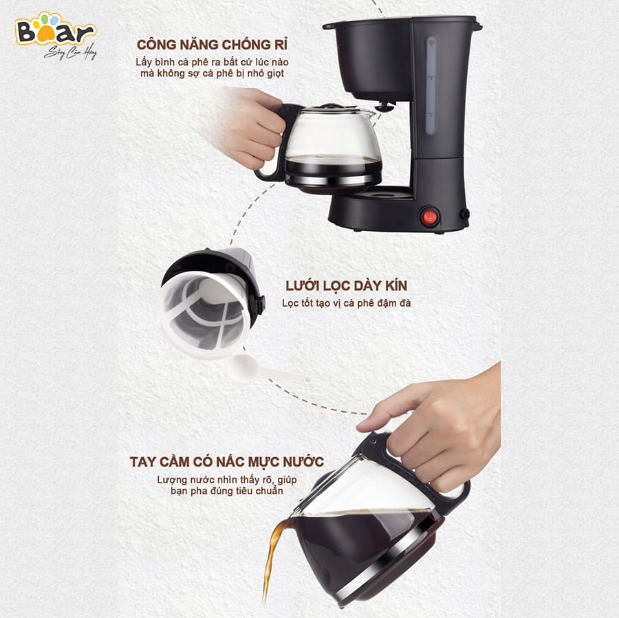 Máy Pha Cà Phê Espresso Tự Động Bear Bear KFJ-403 - BH 1 năm