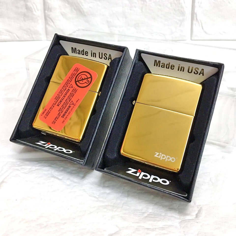[HCM]Bật Lửa ZIPPO Mỹ (USA) Fullbox  - Trơn Bóng #Màu Vàng(Có Tem Đỏ). [KHÔNG XĂNG]
