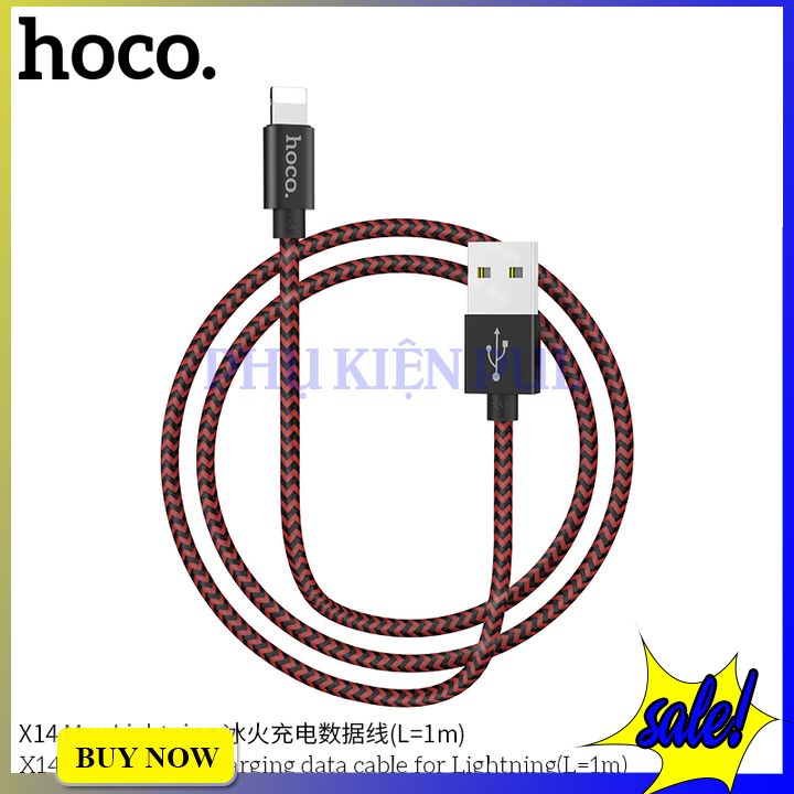 Dây cáp sạc lightning hoco x14 [ dài 2m ] - bảo hành 6 tháng