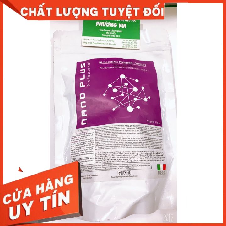 BỘT TẨY MÀU TÍM -NANO PLUS Ý 500ML -DẠNG BỊCH   BỘT MÀU TÍM TẨY LÊN MÀU MẠNH - lên tông màu chuẩn không khô tóc DÀNH CHO SALON TÓC