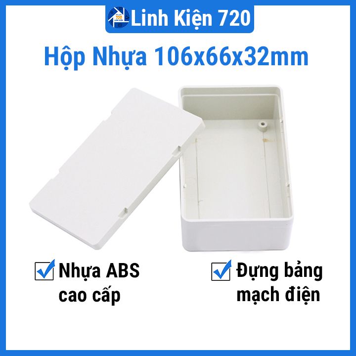 Hộp nhựa điện tử 106x66x32mm nhựa ABS chịu va đập tốt giúp bảo vệ mạch kỹ thuật