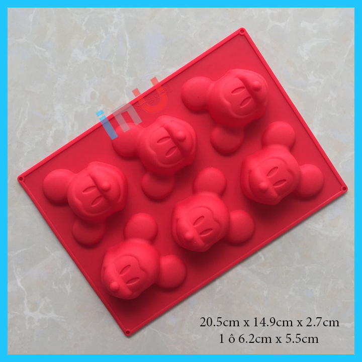 Khuôn silicon chuột Mickey 6 hình đổ socola rau câu làm bánh bánh xà phòng