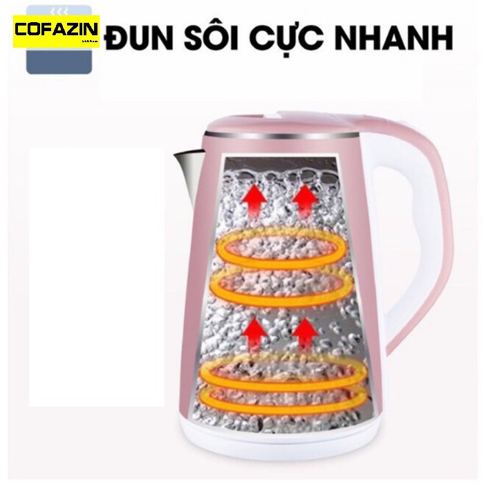 [HÀNG CHÍNH HÃNG] ẤM SIÊU TỐC THÁI LAN 2,5L, 2 Lớp Đun Sôi Nhanh