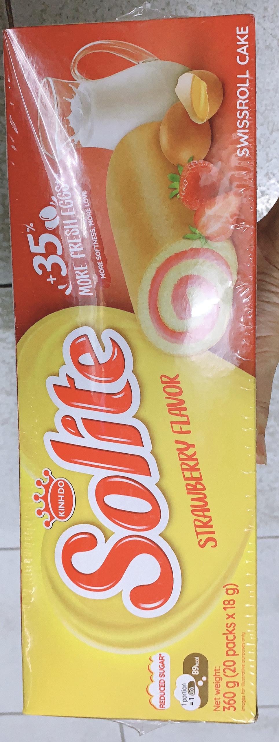[socola/ dâu/ dứa/bơ sữa]Bánh Solite bông lan cuộn kem 360g (20 pack*18g)