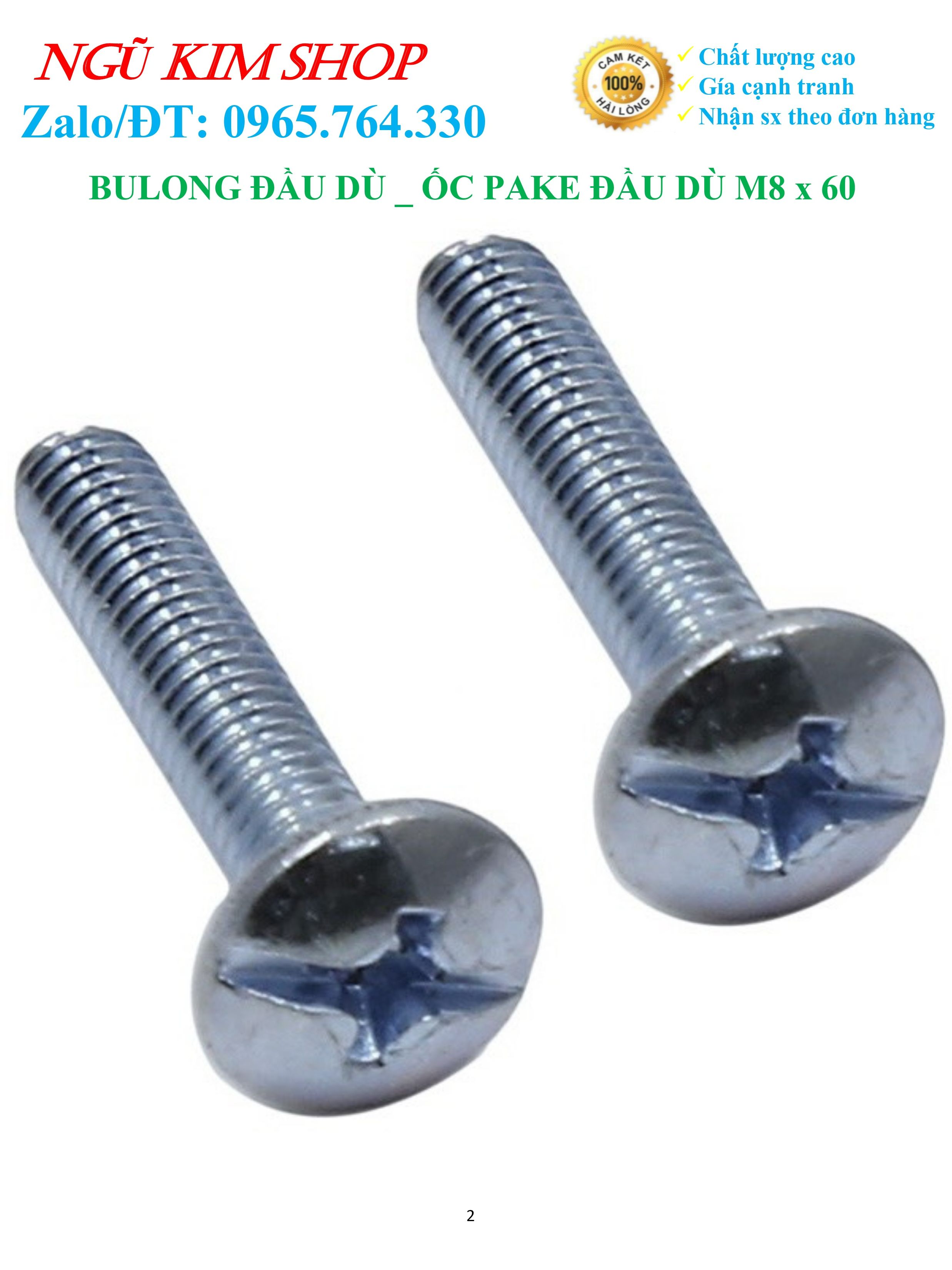BULONG ĐẦU DÙ _ ỐC PAKE ĐẦU DÙ M8 x 60