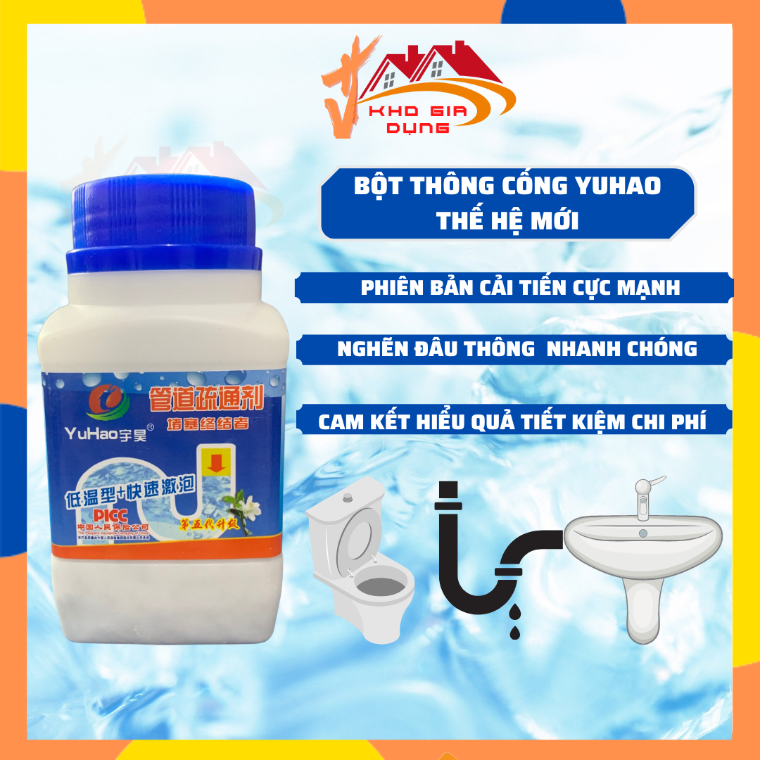 Bột Thông Cống,Bồn Cầu,Lavabo Cực Mạnh YUHAO Thần Thánh 268G Thế Hệ Mới
