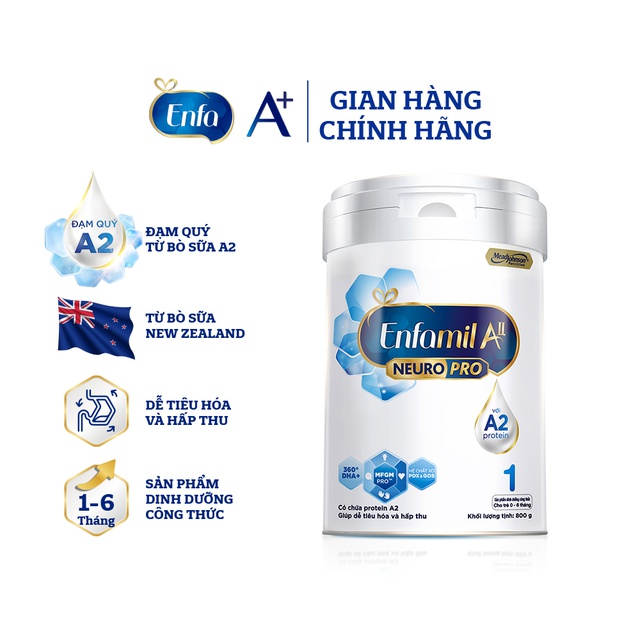 Sữa bột Enfamil A2 NEURO PRO 1 800g Mới