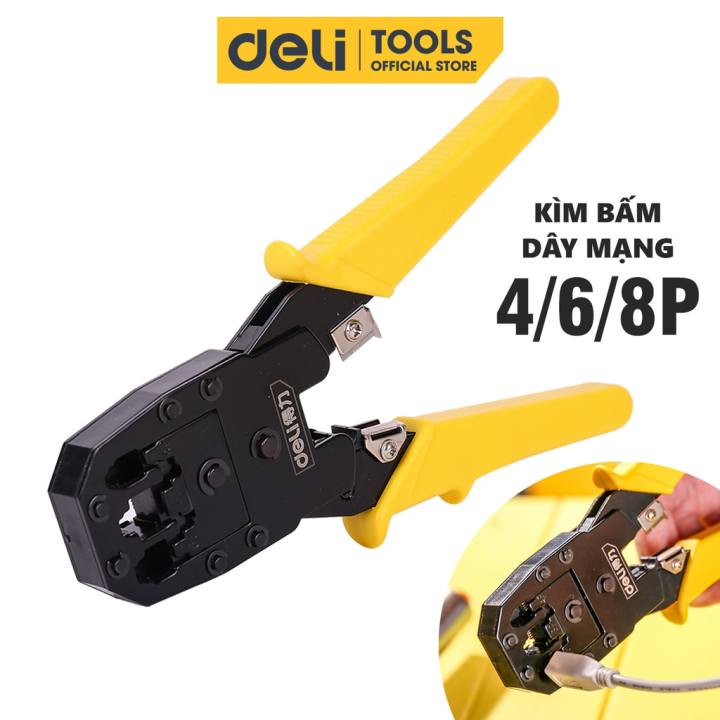 Kìm Bấm Dây Mạng 4/6/8P Deli Cao Cấp…
