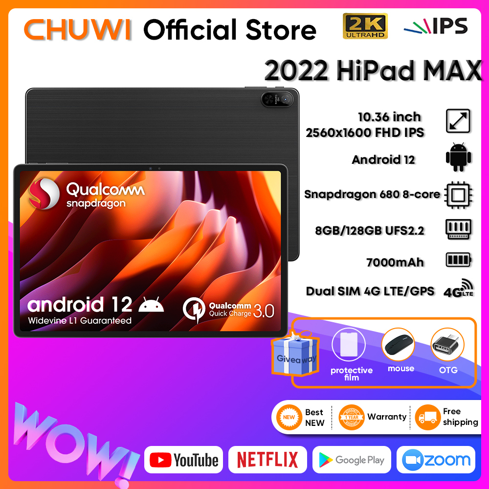 CHUWI 2022 HiPad Max máy tính bảng android12 10.36 inch 5MP+8MP Adreno 610