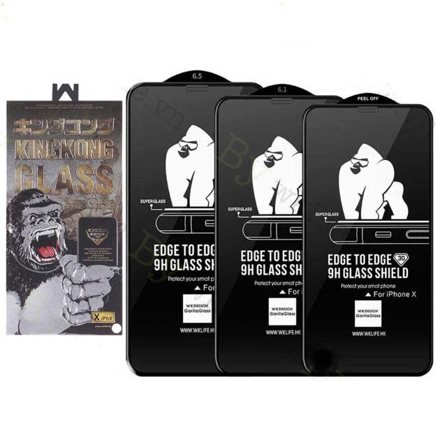Miếng Dán Kính Cường Lực 3D WK KingKong cho Iphone X , XS , Xs Max , Iphone 11 , IPhone 11 Pro, Iphone 11 Pro Max ( Hộp săt)