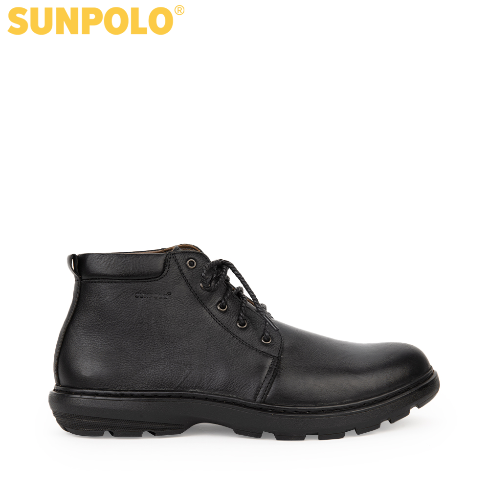 SUNPOLO Men's Business Style Ankle Boots Chunky Leather Boot05