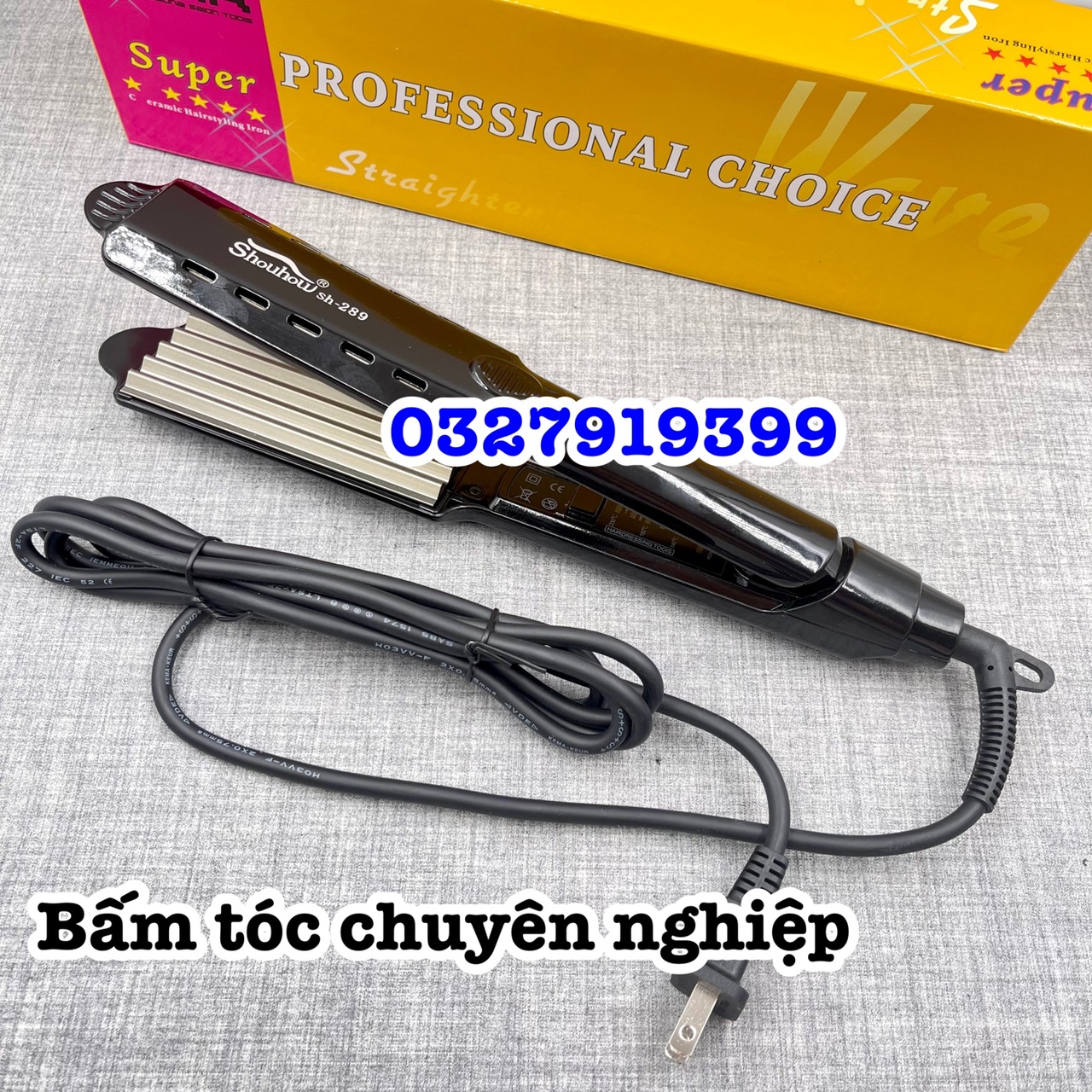 HQ 289 Máy bấm tóc bản lớn chất liệu cao cấp an toàn 5 mức chỉnh nhiệt bề mặt tiếp xúc lớn dây xoay 360 độ thiết kế gọn nhẹ màu hồng & đen công suất 45W-80W bảo hành 03 tháng