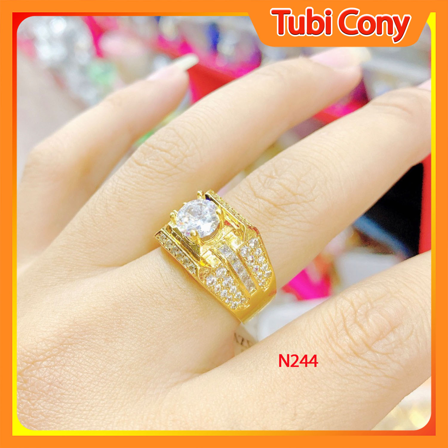 Nhẫn Nam Mạ Vàng 24K Đính Xoàn - N244 Bao Đổi Trả Trong 07 Ngày - nhẫn nam đẹp, trang sức nam