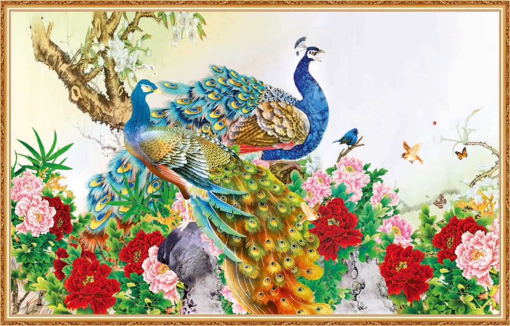 Tranh dán tường 3d con công