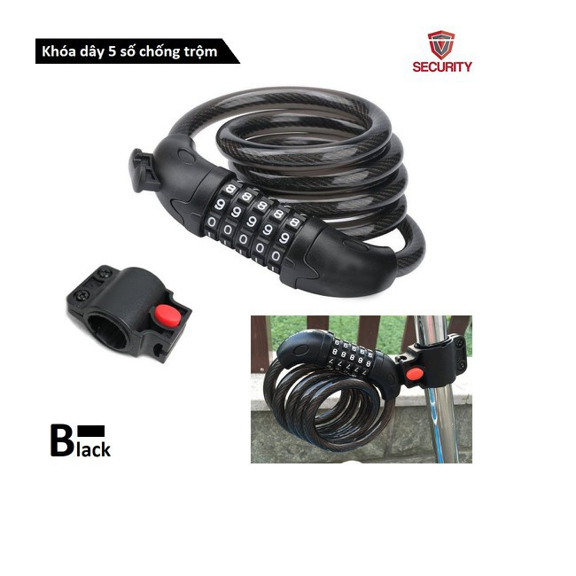 [HCM] Ổ Khóa dây xe đạp xe máy 5 số dài 12m