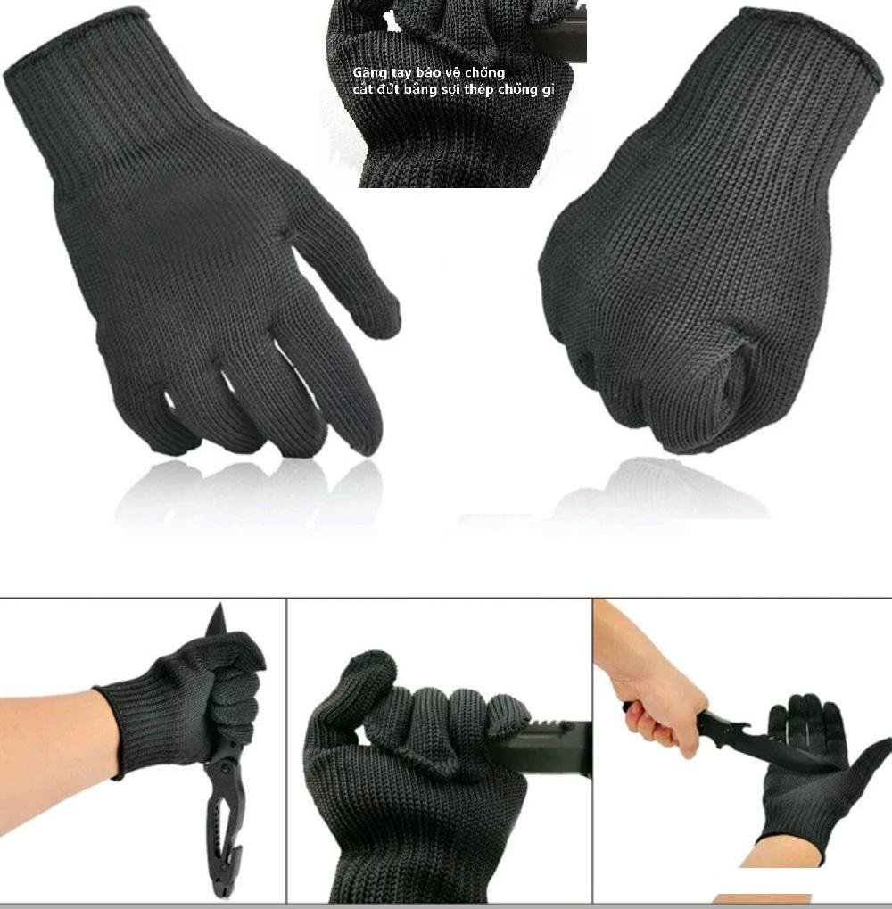 COMBO 2 ĐÔI Găng tay ngăn cắt - Bảo hộ lao động Được làm bằng thép dây không gỉ