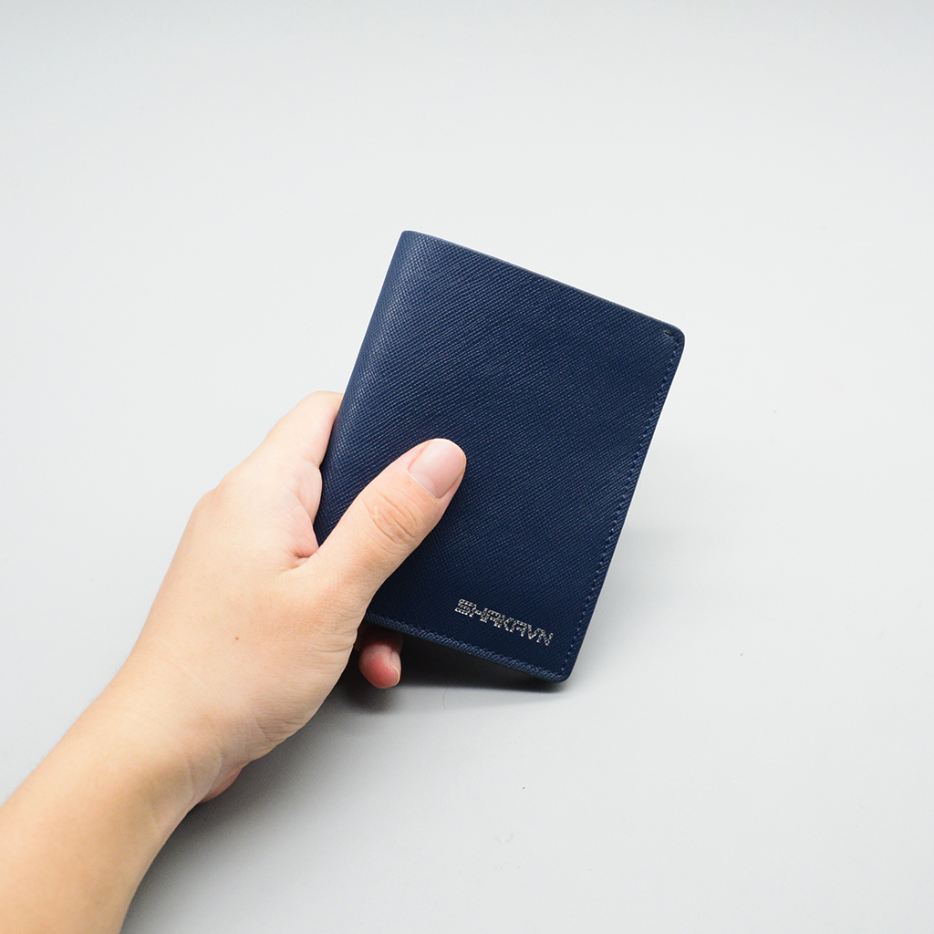 Ví Da Bò Saffiano Shakavn SK203N (xanh navy)