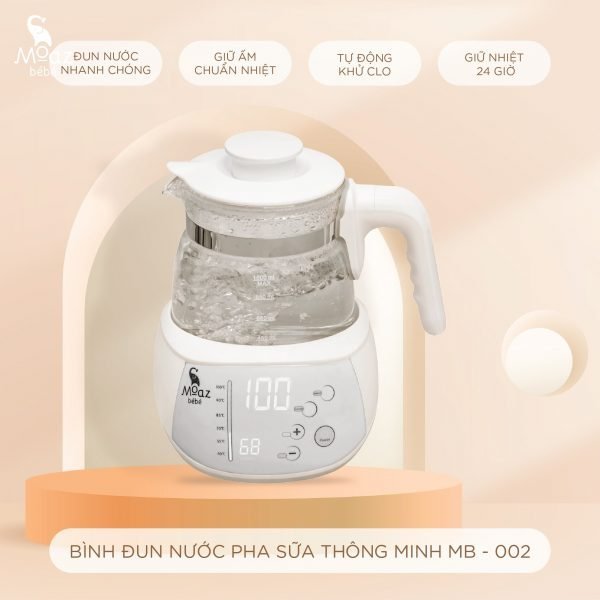 [HCM][RẺ VÔ ĐỊCH] Máy Đun Nước Siêu Tốc Moaz Bebe MB-002 Hâm Nước Pha Sữa Điều Chỉnh Hiển Thị Nhiệt Độ Mong Muốn 24h Dung Tích 1000ml BH 12 Tháng Trên Toàn Quốc
