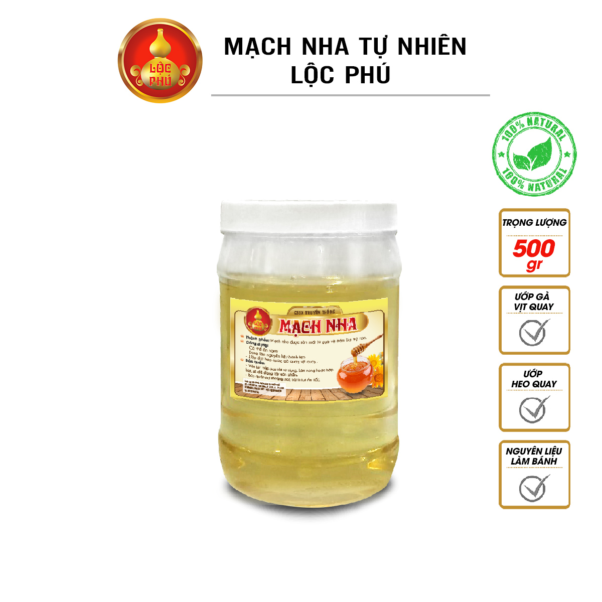 MẠCH NHA TỰ NHIÊN LỘC PHÚ 1000 gr