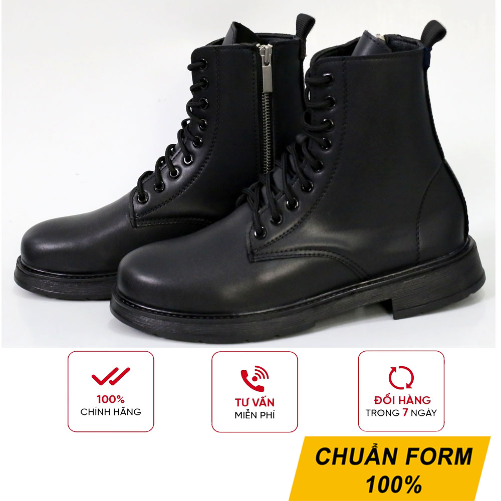 Giày Combat Boots nam nữ SG1032 khóa kéo zip Saosaigon Combat boots có may đế