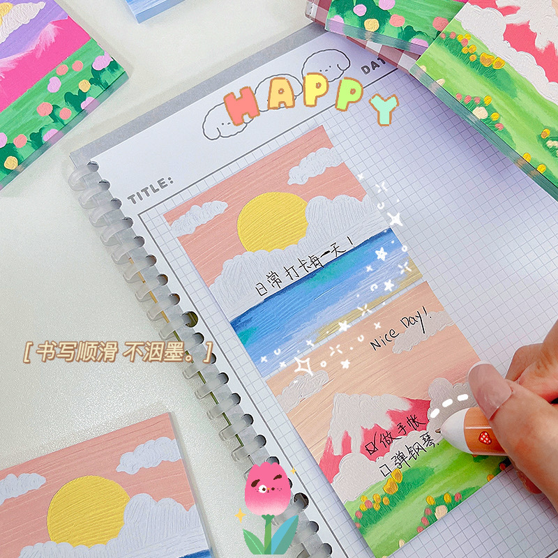 Giấy note phong cảnh 50 tờ nhiều hình dễ thương