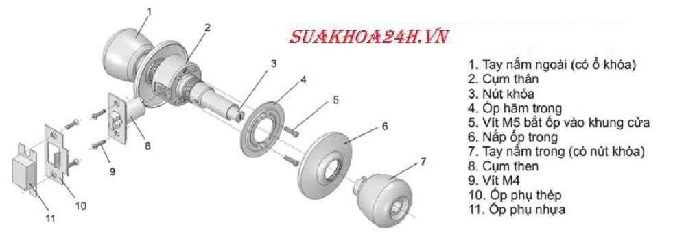 Cò khóa tay nắm tròn các cỡ HVT01
