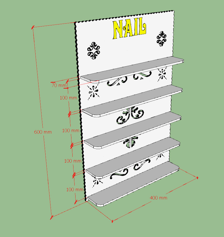 Kệ sơn nail chữ Nail vàng