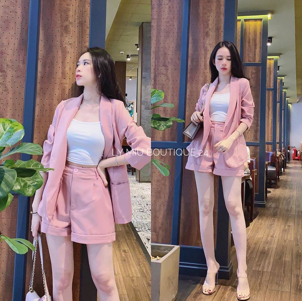 Set áo khoác vest mix quần short