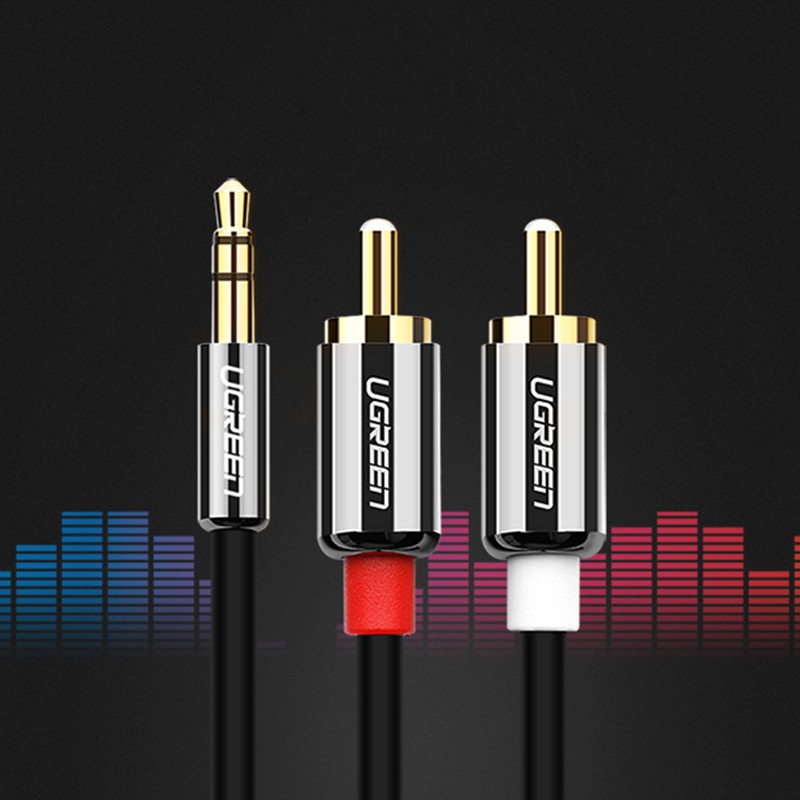 Dây Audio 3.5mm ra 2 đầu RCA (Hoa sen) dài 1M UGREEN 10749