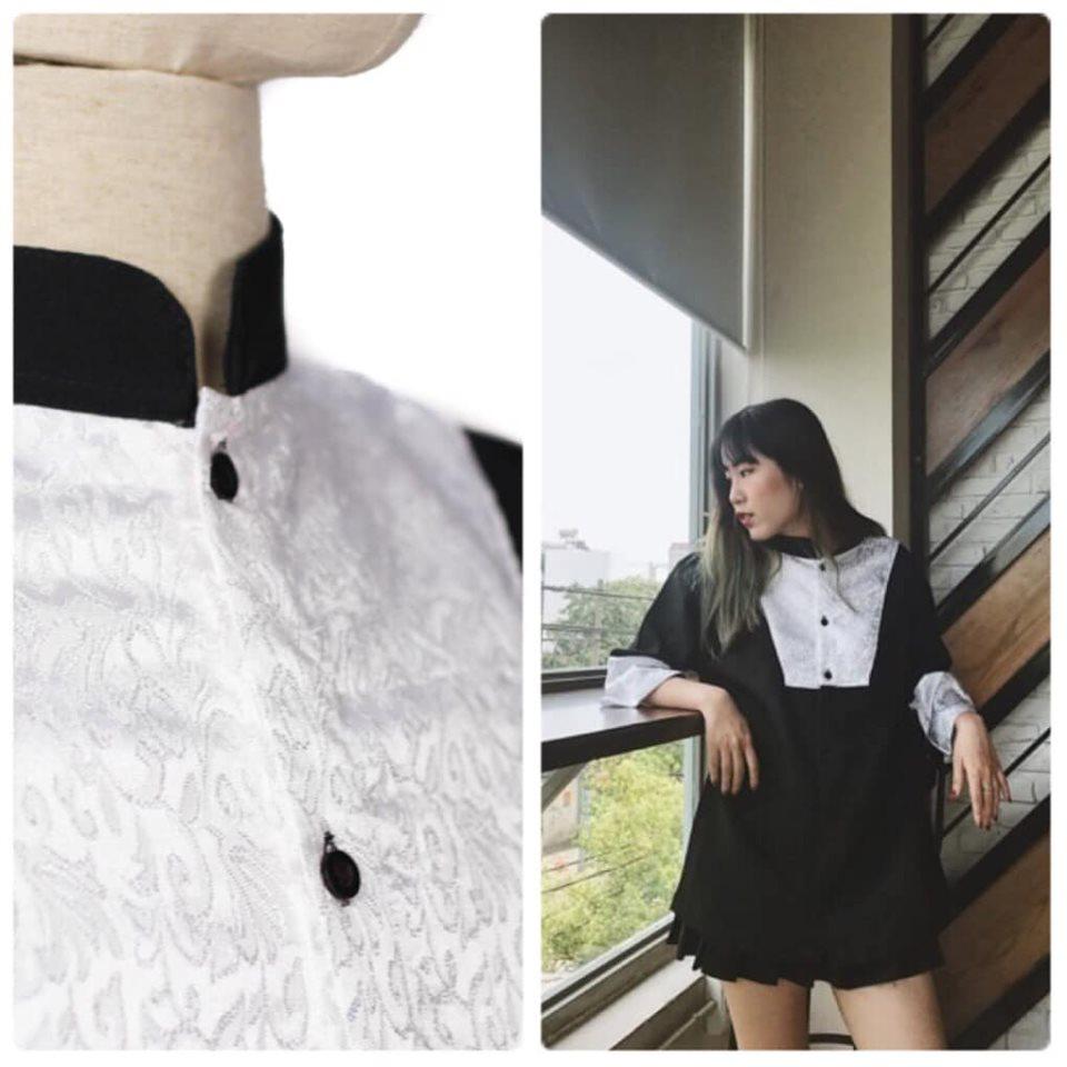 Áo Shanghai mix gấm Cổ Trụ