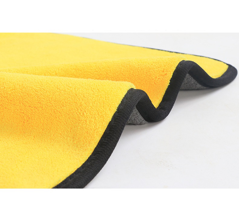 Khăn lau xe ô tô, nhà cửa chuyên dụng màu vàng xám Microfiber 2 lớp thấm hút nước tốt, dày dặn
