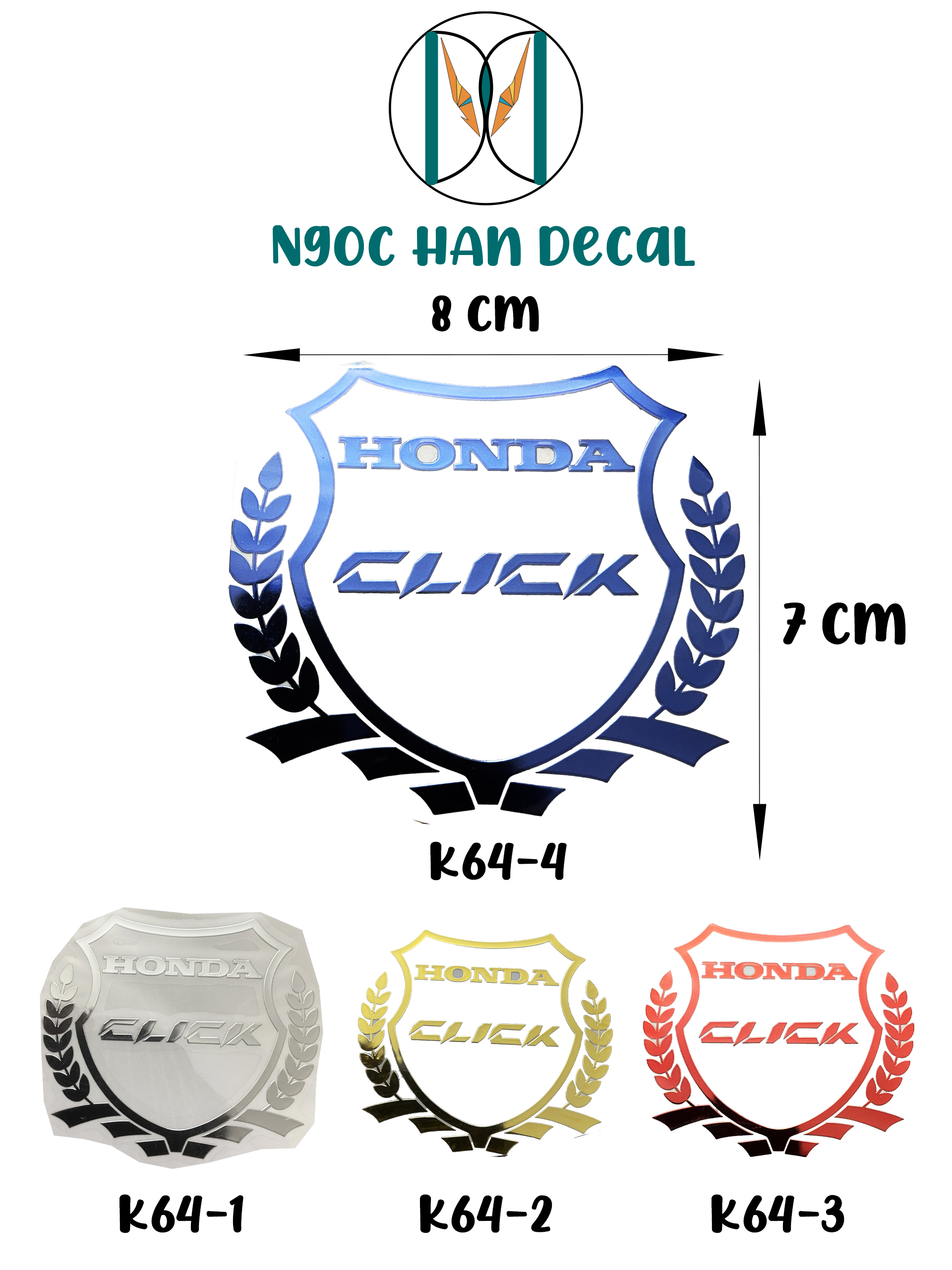 TEM KIM LOẠI 3D NỔI LOGO XE CLICK - K64