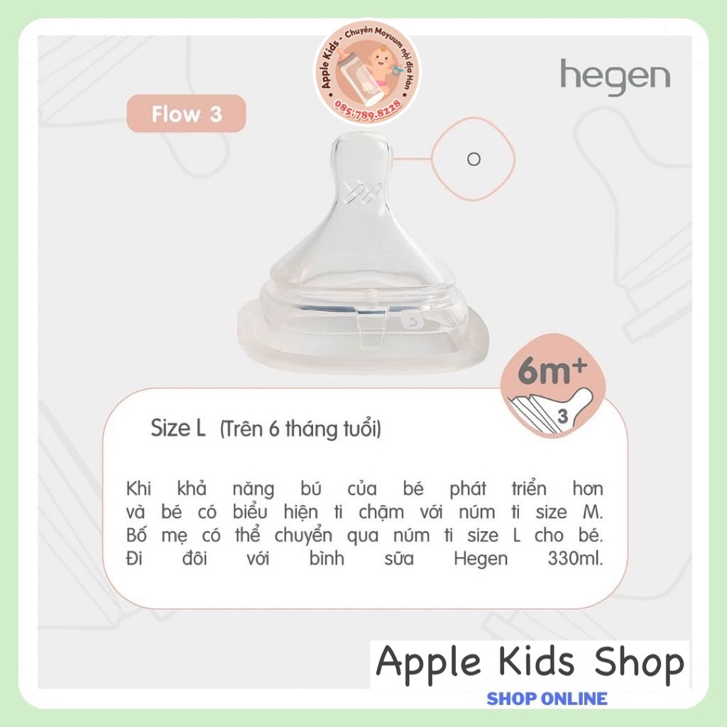 Núm ti thay thế bình Hegen số 0-1-2-3-Y cắt ( Cam kết chính hãng)
