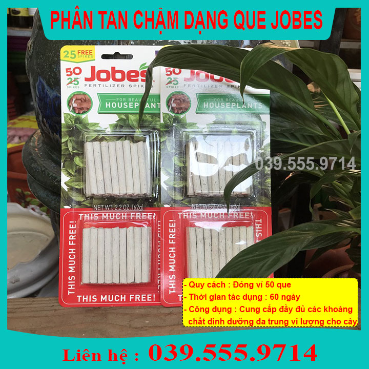 Phân que tan chậm Mỹ JOBES dạng tan chậm cho hoa lan, cây cảnh ( vỉ 50 que)