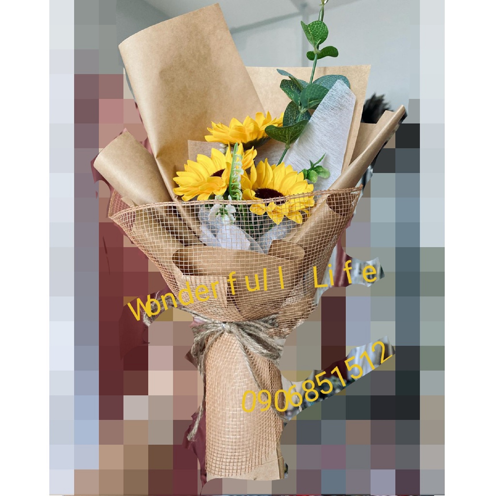 Bó hoa hướng dương sáp thơm 3 bông