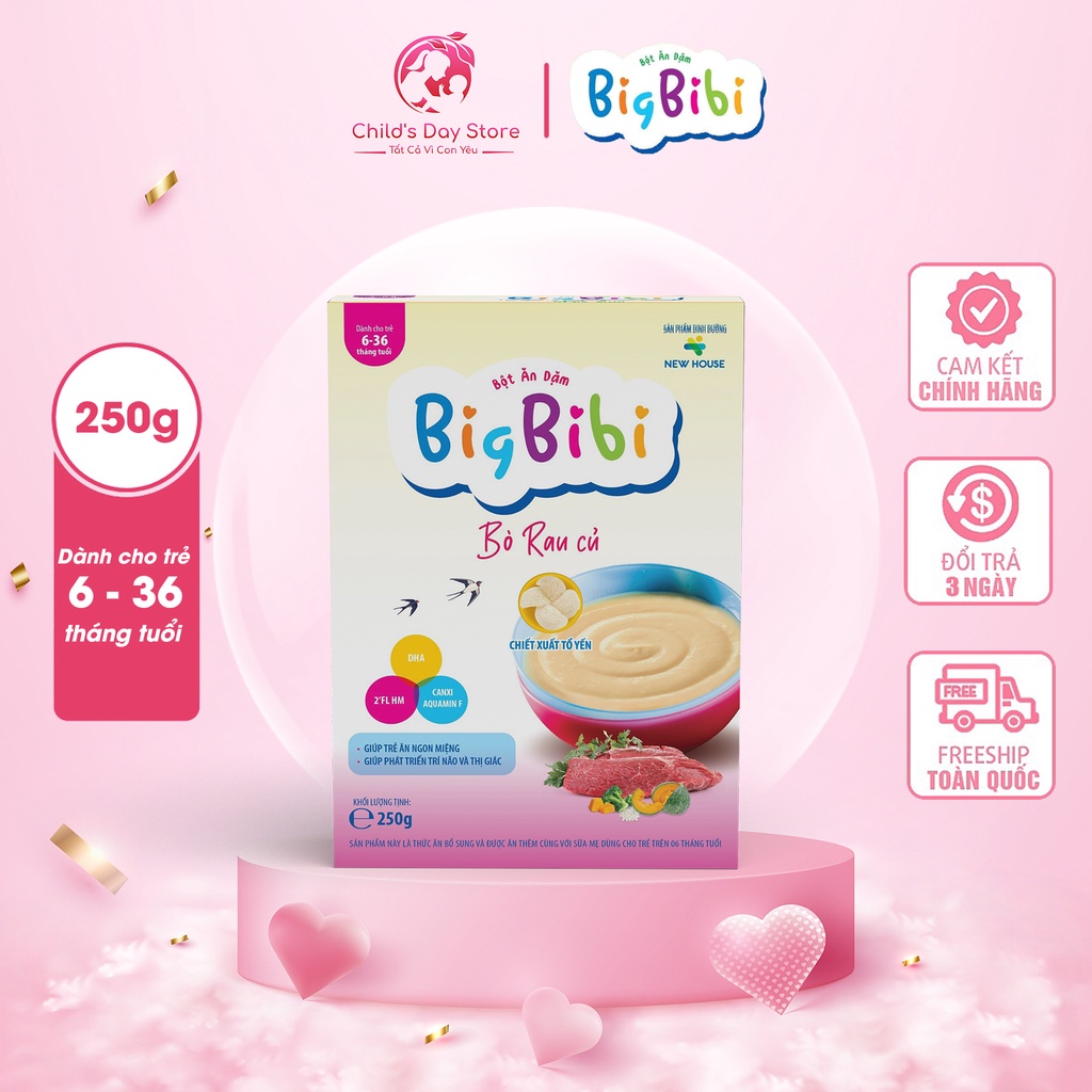 Bột ăn dặm Bigbibi Bò Rau Củ 250g cho bé - Childsday.