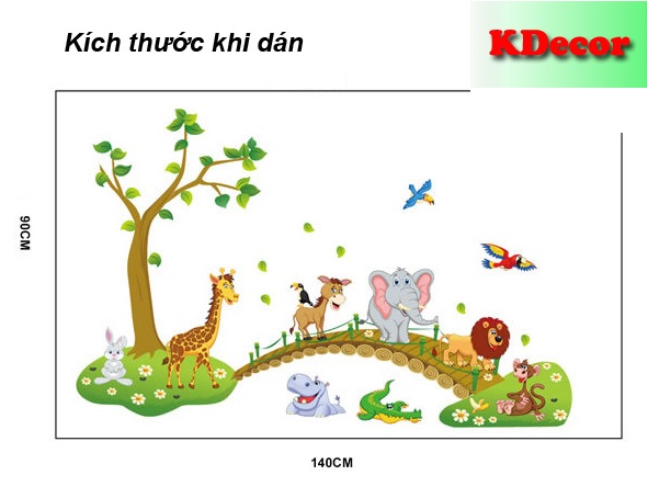 Decal dán tường Thú qua cầu